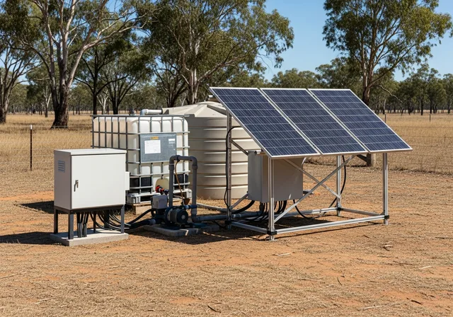 Pump, Bore or Farm Infrastructure Power — example off-grid installation